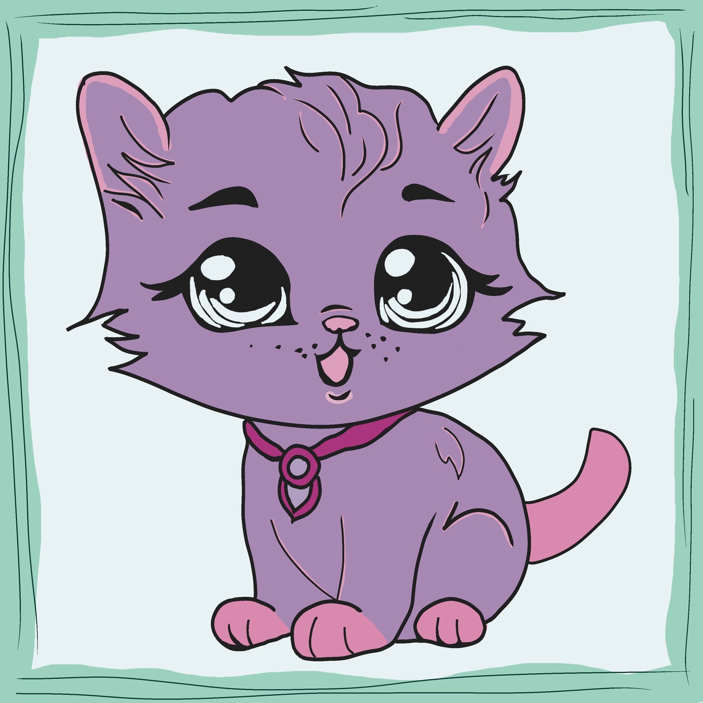 Cute Kitten Paint and Peel Kit - finished colored painting
