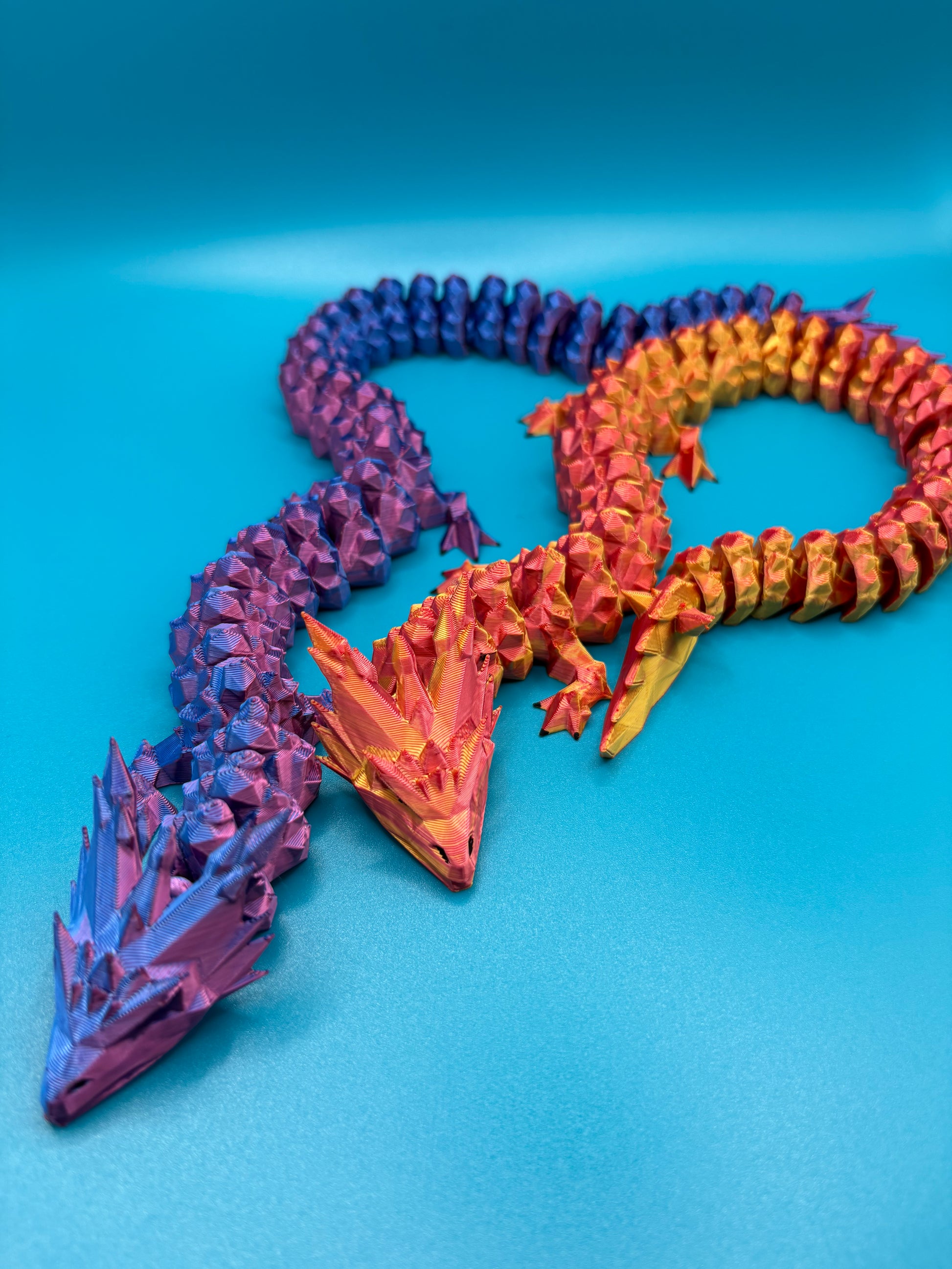 3D Printed Crystal Articulated Dragon 16 inches