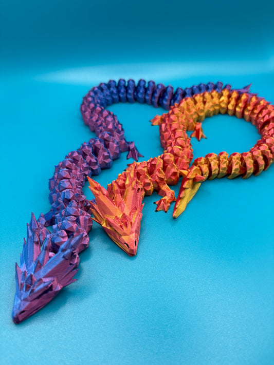 3D Printed Crystal Articulated Dragon 16 inches