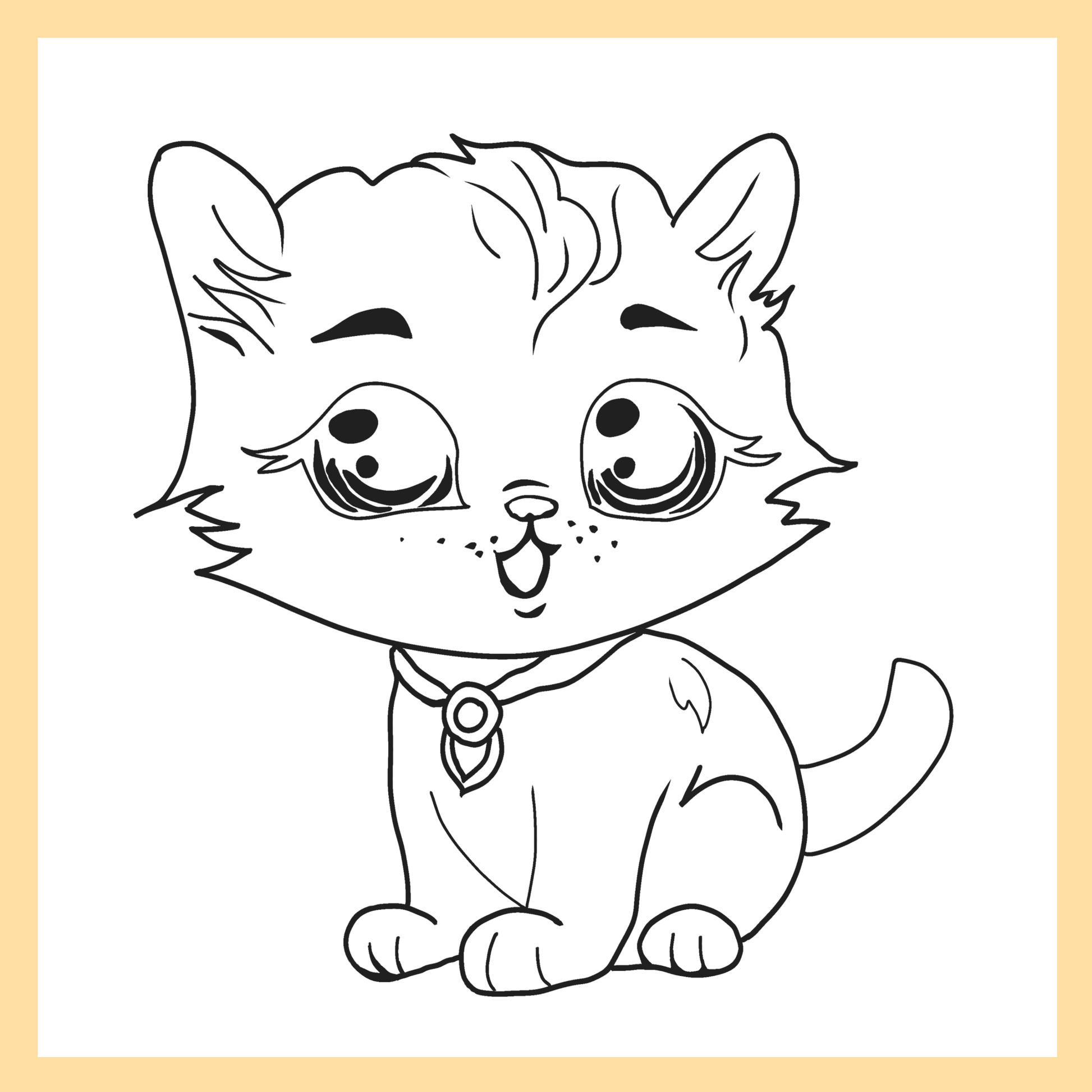 Cute Kitten Painting Kit - outline preview